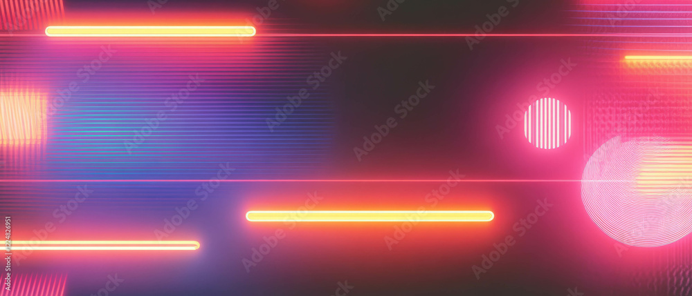 Poster Neon overlay texture with varied line weights on a dark background for creative projects