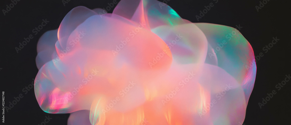 Poster soft pastel neon texture overlay on black background creating a delicate ambiance