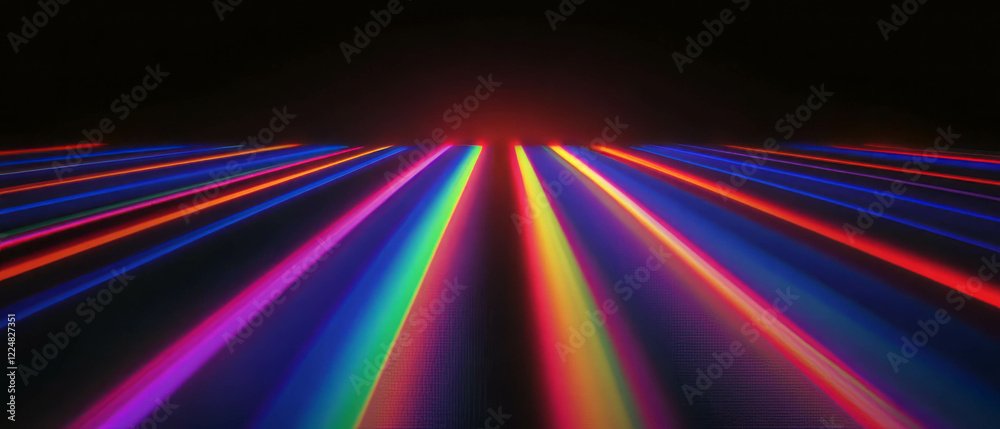 Poster Neon overlay texture displaying rainbow spectrum effects against a black background