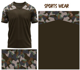 T-shirt V-neck  Short sleeve. With knit jersey fabric and rib neck texture ( 3d rendered )