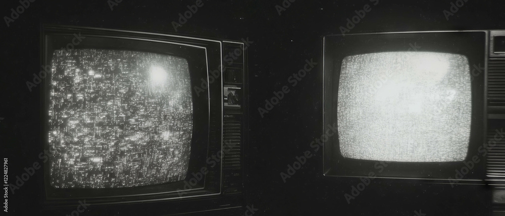 Poster nostalgic overlay of old tv screen texture featuring static noise and vintage aesthetics