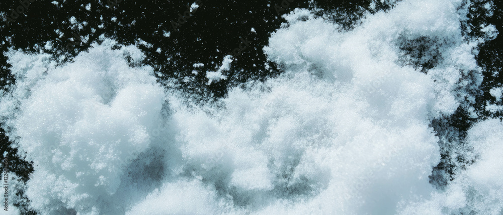 Aufkleber packed snow texture with firm surface and granular appearance against black background
