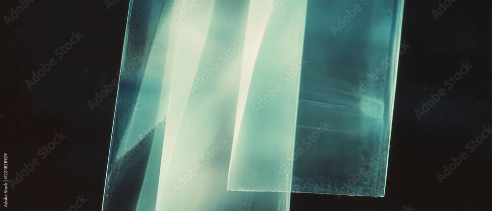 Aufkleber layers of partially transparent film create intriguing textures and subtle depth in darkness
