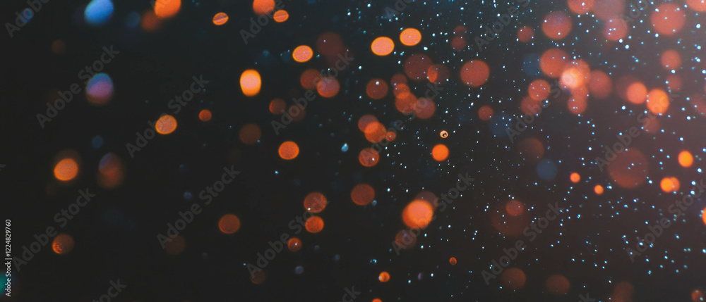 Poster melancholic mood of raindrops on window blurred by a dark background and orange bokeh lights