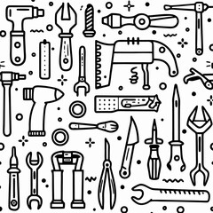 Seamless pattern of hand tools. (16)