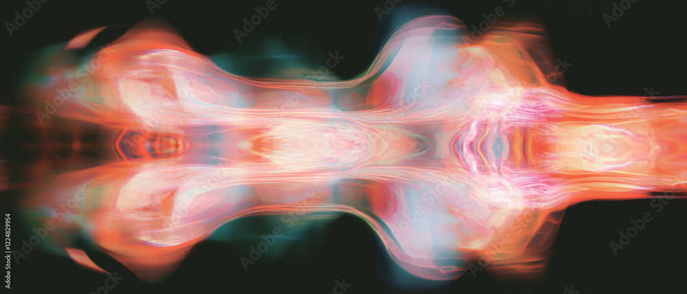 Fototapete reflections on glass create abstract patterns with vivid colors in a dark background