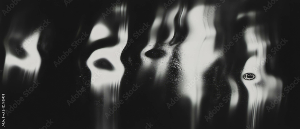 Poster Reflections captured through glass showcasing abstract patterns on dark background