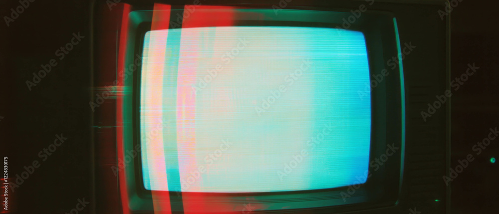 Poster Retro TV screen overlay texture with high contrast and dynamic range on dark background