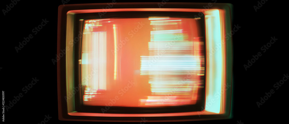 Poster retro tv screen texture overlay with vibrant contrasts and dynamic range adjustments
