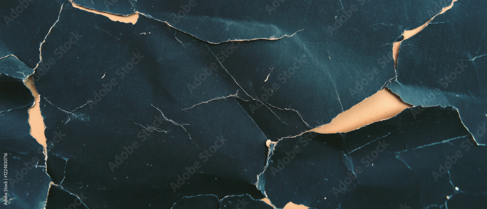 Poster Overlay texture of rough handmade paper with central empty space on black background