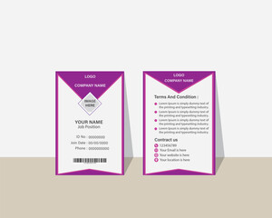 Professional ID card vector template  clean, modern, and customizable design for Print or digital use, ID Card, Identity Card for print, Adobe Illustrator Vector file high-quality for Branding . 