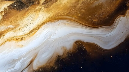 Obraz premium Abstract Background Flows with Gold and White Pigments Beautifully and Elegantly
