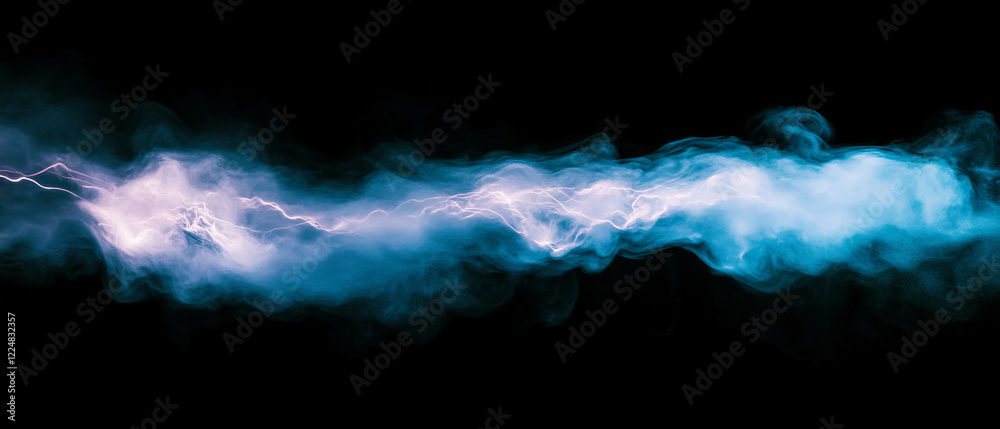 Aufkleber Smoke and lightning dance on a textured black background creating an atmospheric depth