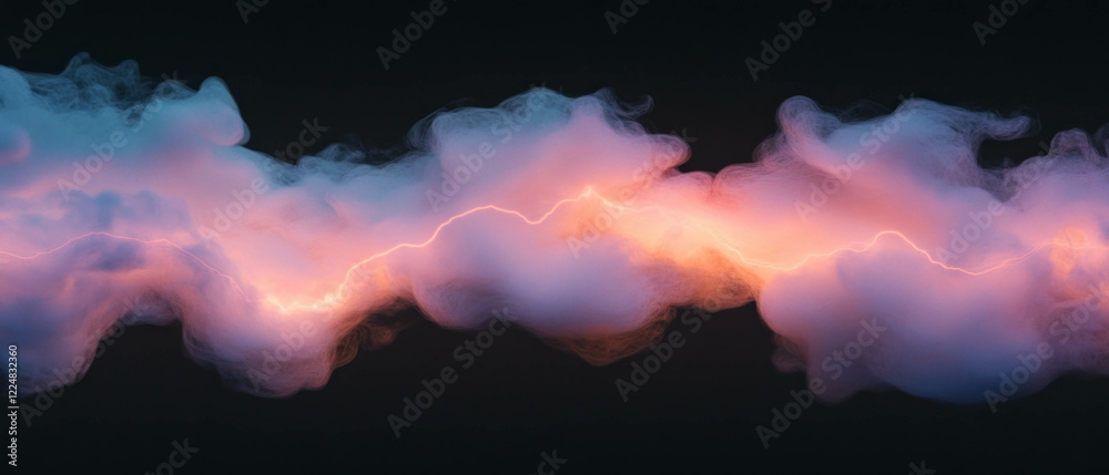 Poster Smoke and lightning overlay texture with atmospheric depth against a black background
