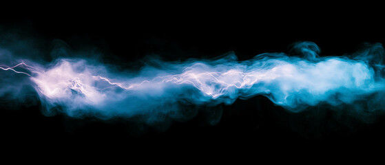 Smoke and lightning dance on a textured black background creating an atmospheric depth