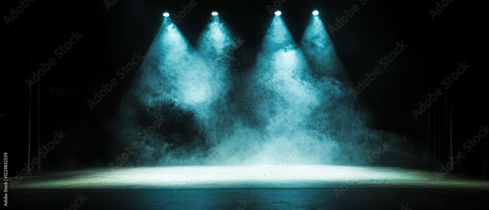 Poster smoke dissipating on stage with fading effects in a darkened environment