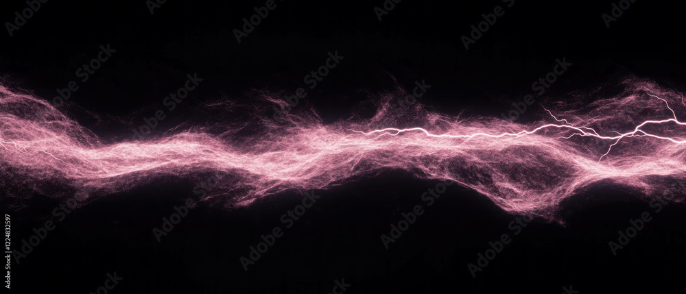 Poster dissipating smoke overlay with lightning strikes and a fading haze on black background