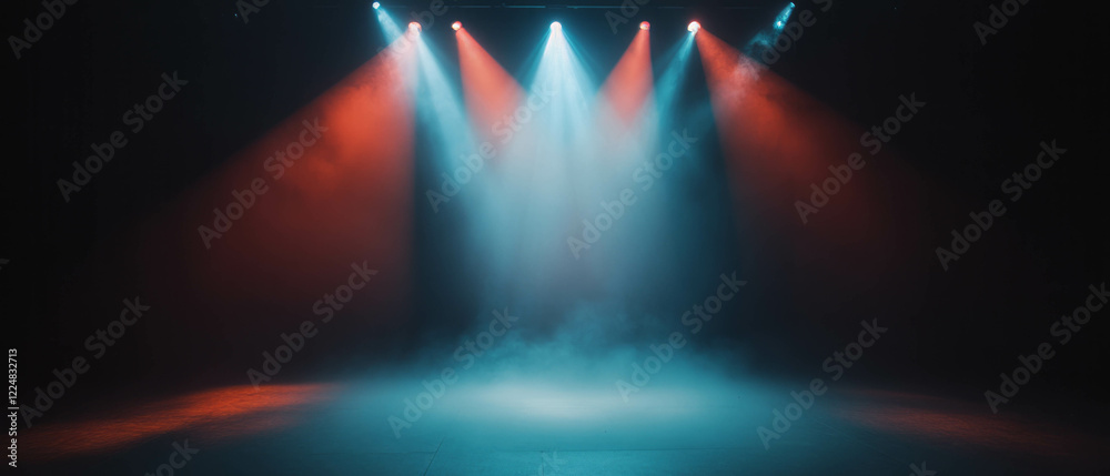 Aufkleber Smoke fills the stage with atmospheric fog and colored lights creating a moody effect