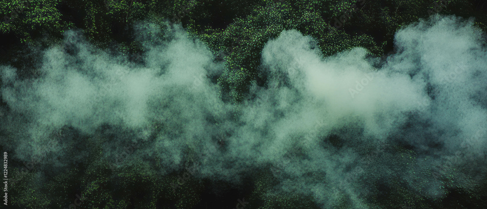 Poster mystical smoke overlay creates an enchanting atmosphere in a forest setting