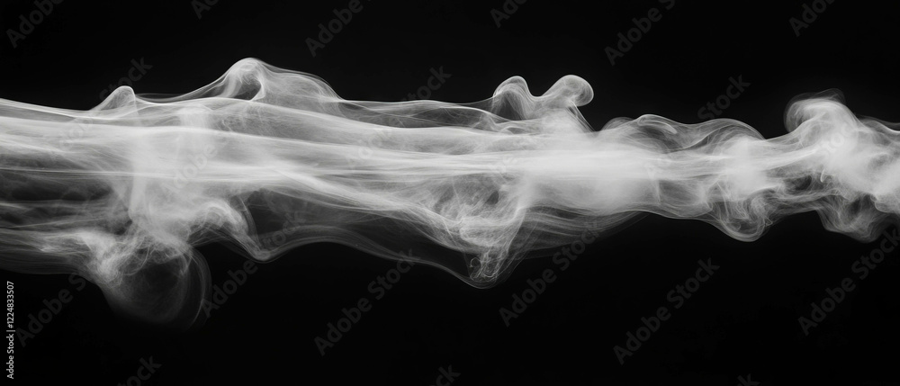 Poster Chilling atmosphere created by low-lying fog with dry ice effect against a black background