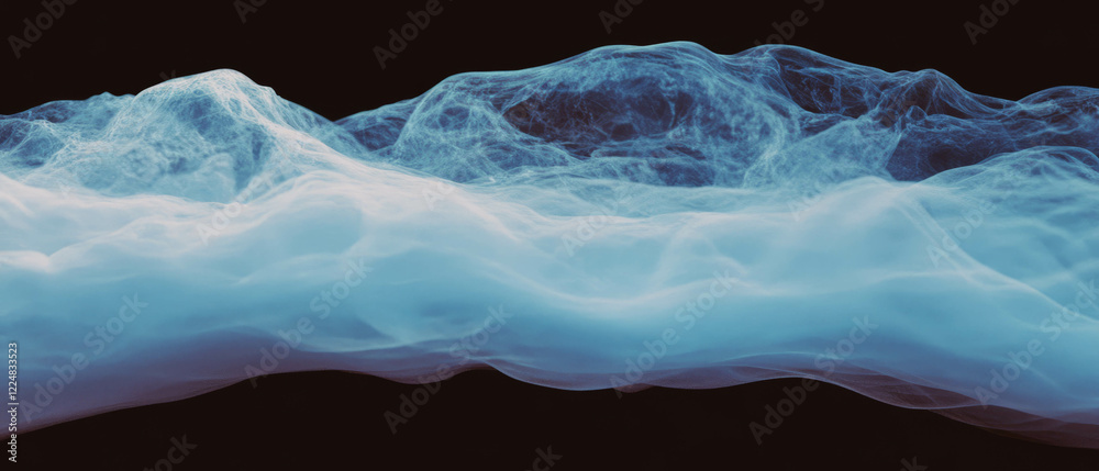 Poster textured smoke with dry ice effect creating a chilling atmosphere against a black background
