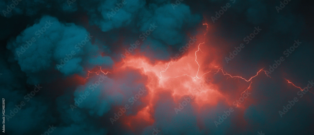 Poster smoke overlay combines with lightning to create chaos and intensity against a dark backdrop