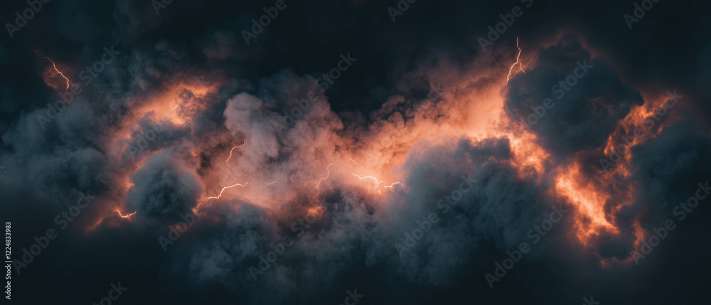 Poster dramatic overlay of smoke with lightning creating chaos against a dark backdrop