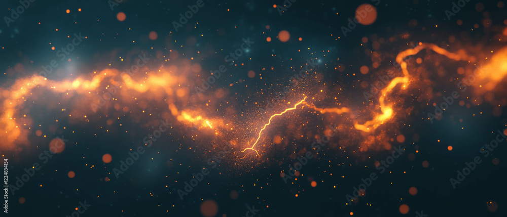 Aufkleber Dynamic lightning combines with smoke for a surreal bokeh effect against a dark backdrop