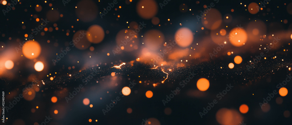Poster dramatic smoke and lightning overlay with bokeh effect and blurred background in a dark atmosphere