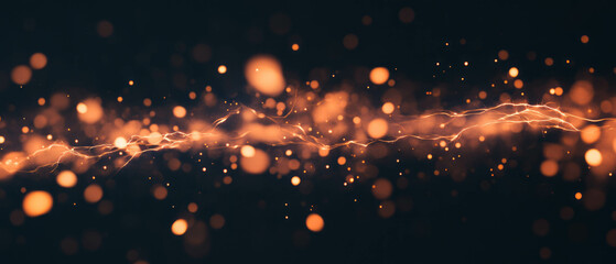 Fototapeta premium Dark background with smoke and lightning creating a dreamy bokeh effect