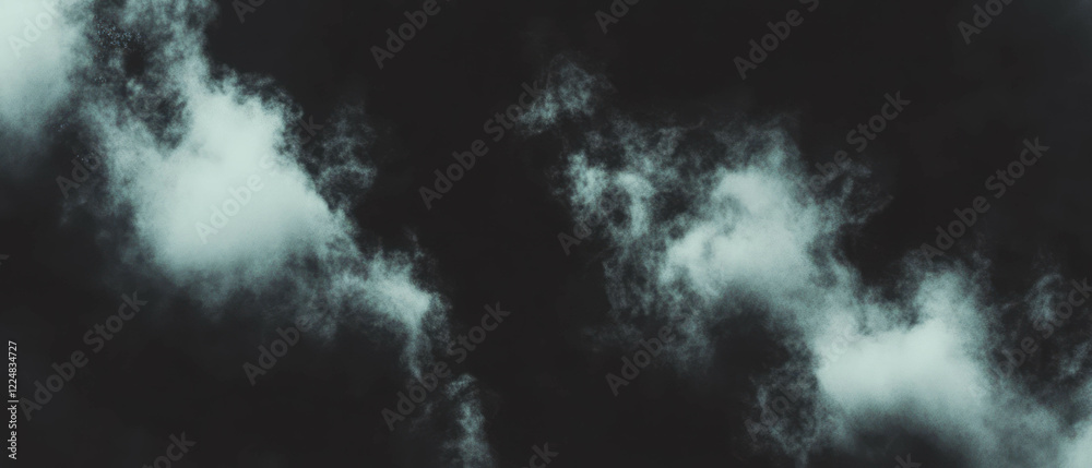 Poster Mysterious smoke swirls create a dramatic effect in low-key lighting on a dark background
