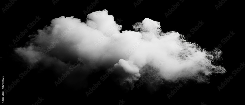 Poster Floating smoke texture with particles creating an atmospheric effect in darkness