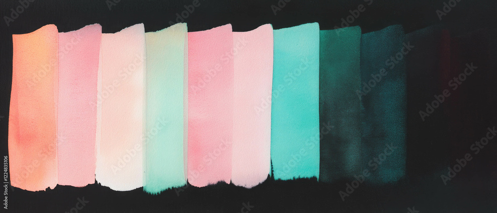 Aufkleber Smooth blended watercolor washes with soft transitions on a dark background create a calming effect