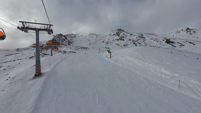 Snowy Mountain Ski Resort with Chairlift  