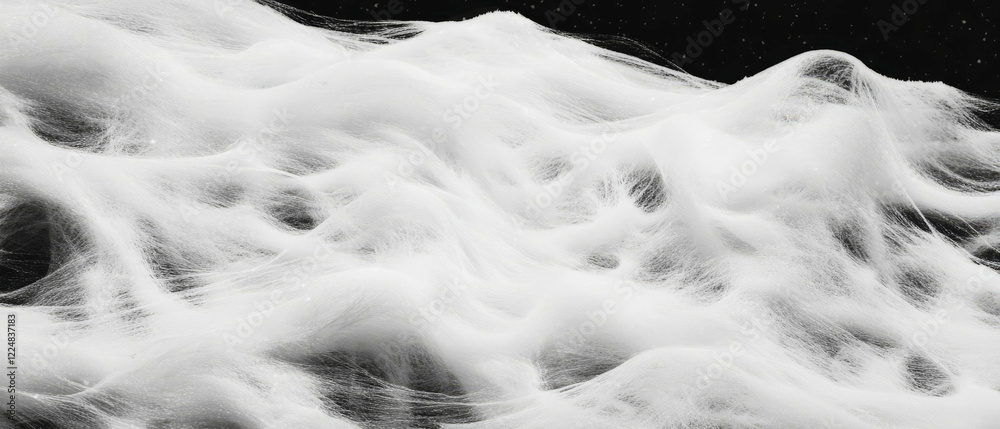 Poster dynamic snow texture with windblown effect on a black background creating winter ambiance