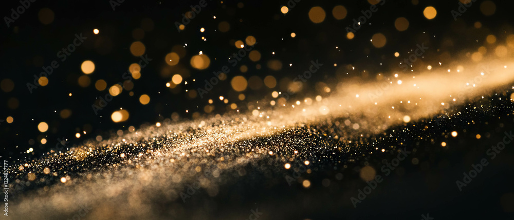 Poster Soft diffused dust particles create a gentle atmosphere against a dark backdrop