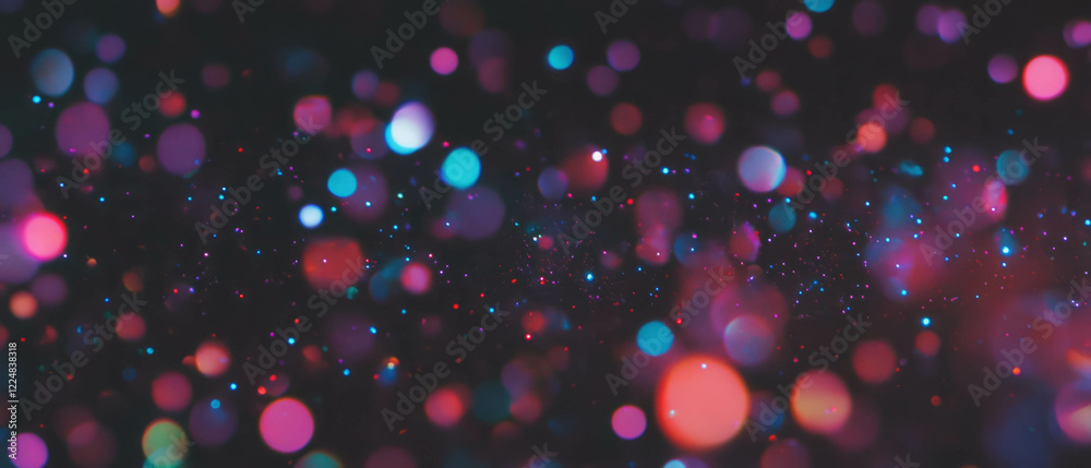 Aufkleber Sparkling overlay texture creating a magical atmosphere with bright dots against black background