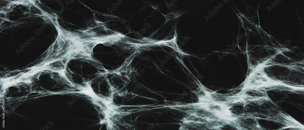 Aufkleber Intricate spider web overlay on window with light filtering through dark background