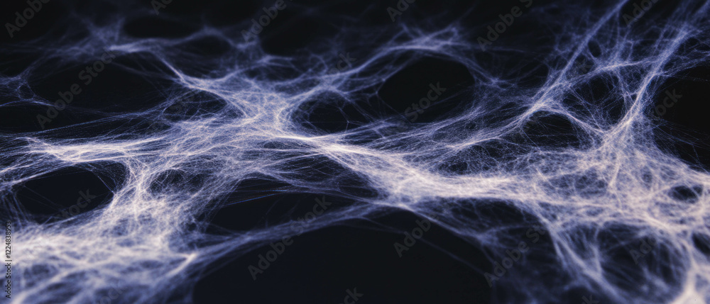 Poster Intricate spider web texture against a dark background creating dramatic contrast