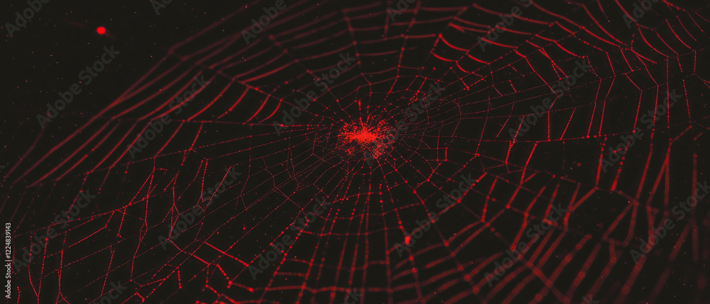 Poster detailed spider web texture with dust particles against a dark background