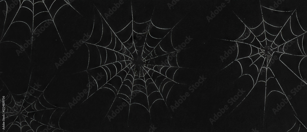 Aufkleber monochrome spider web overlay design with classic texture on a black background