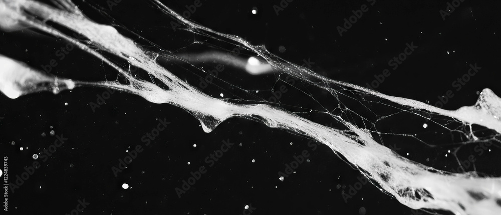 Poster overlay texture of spider web with monochrome colors on a classic black background