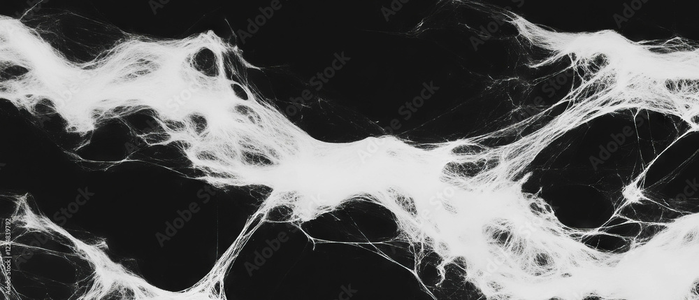 Poster meeting the elegance of spider web texture over a black background with a classic design