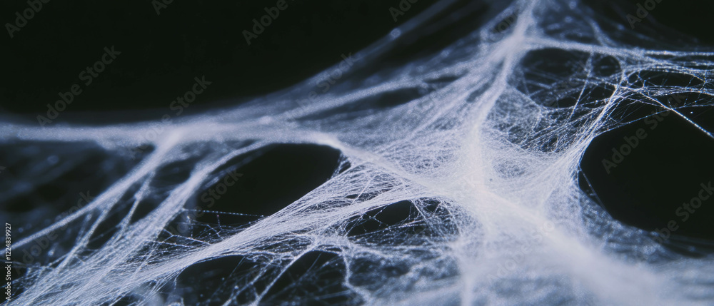 Poster weathered spider web texture on a black background, creating an aged effect