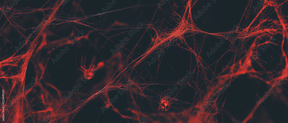 Poster Spider web overlay featuring a spider silhouette and a hidden predator in dark background