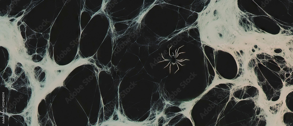 Poster a delicate spider web features a spider silhouette, hinting at hidden predators in darkness