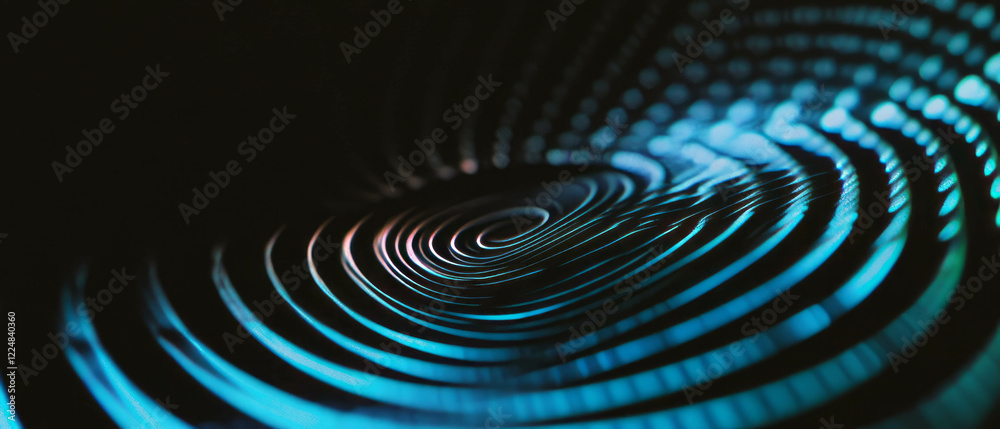 Aufkleber Spiral pattern of spider web texture creating a captivating design on a black background