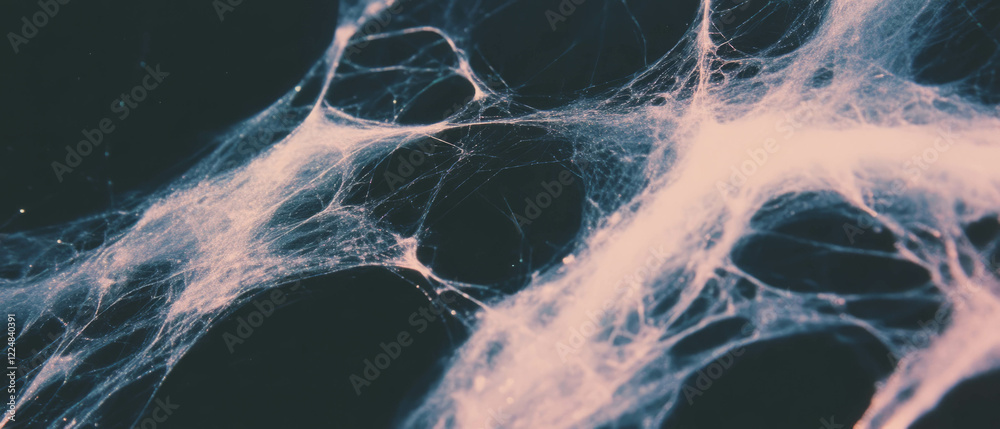 Aufkleber exploring the intricate beauty of spider web textures against a dark backdrop