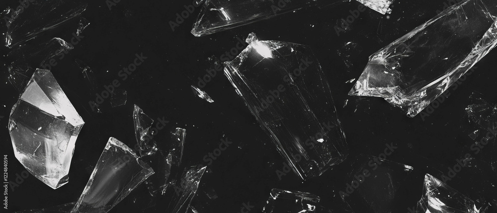 Leinwandbilder splintered glass shards scattered on a black surface creating an abstract texture