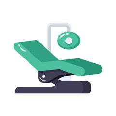A modern icon of a dental chair used for patient oral care treatments.